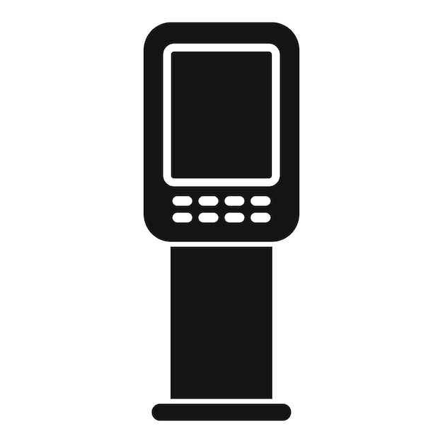 Street digital terminal showing blank screen standing on a pillar