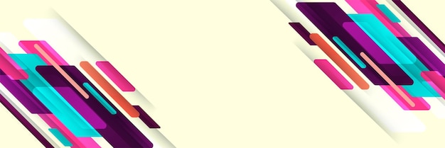 Stripes abstract colorful memphis wide banner design background Modern abstract geometric banner background