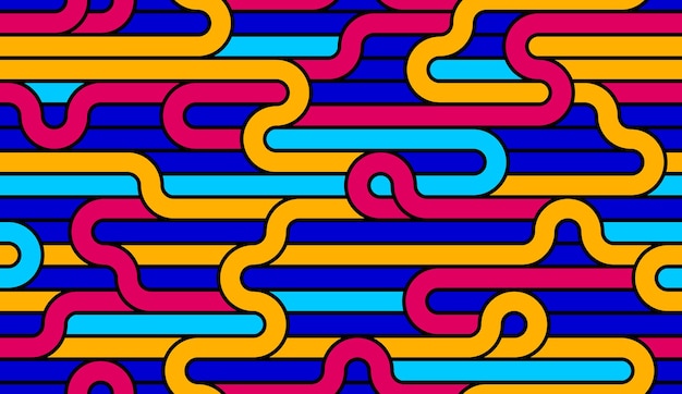 Stripy vector seamless pattern with woven lines, geometric abstract background, stripy net, optical maze, web network. Colorful design.