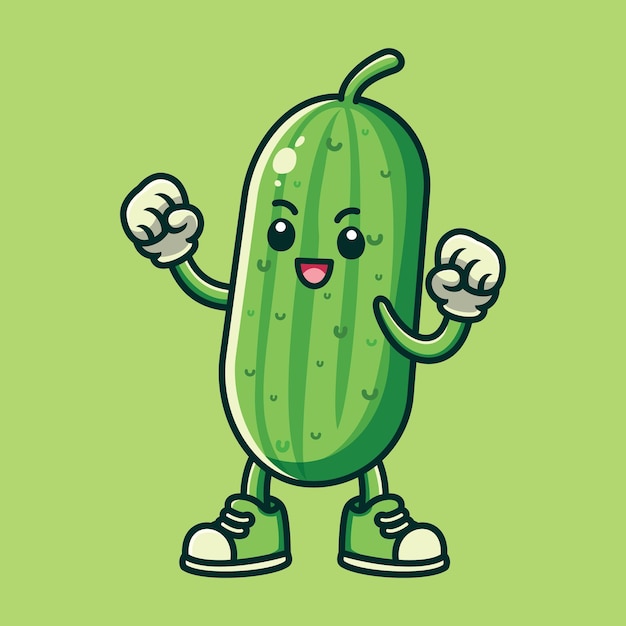 strong cucumber mascot