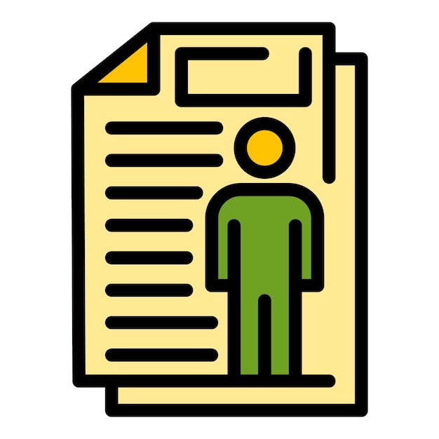 Student cv icon Outline student cv vector icon color flat isolated