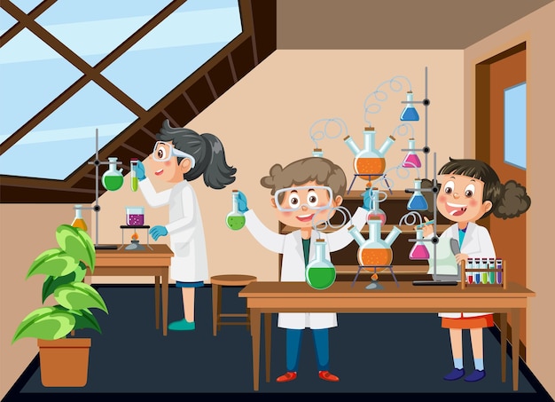 student doing science experiment in laboratory