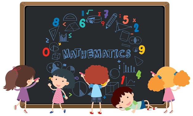 student in front of blackboard full of math formula