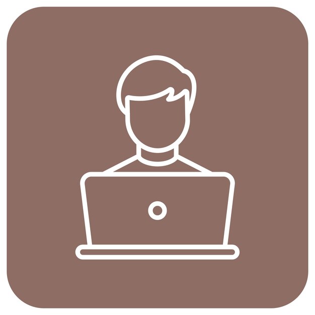 Student Studying on Laptop vector icon Can be used for Learning iconset