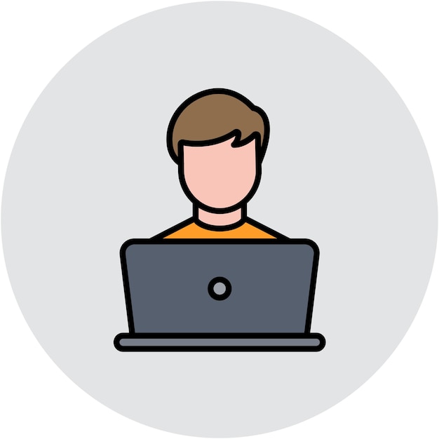 Student Studying on Laptop Vector Illustration Style