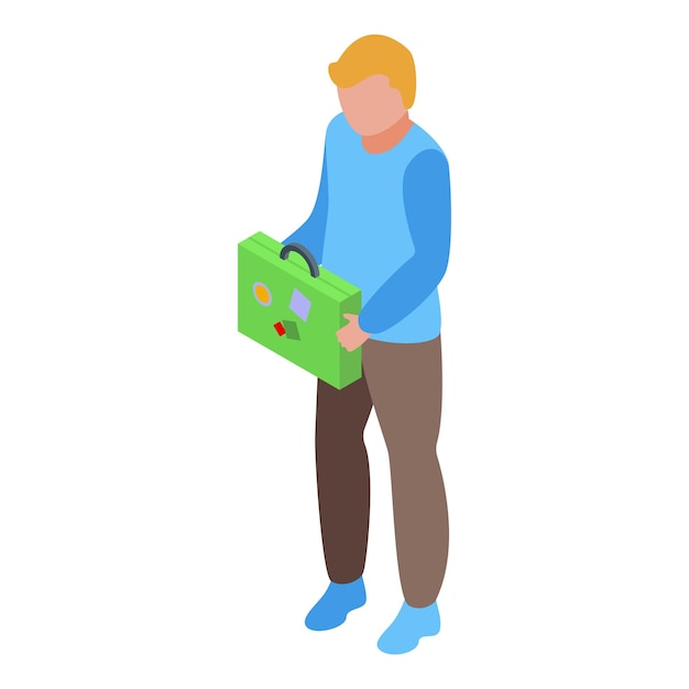 Student travel icon isometric vector Happy people Person couple