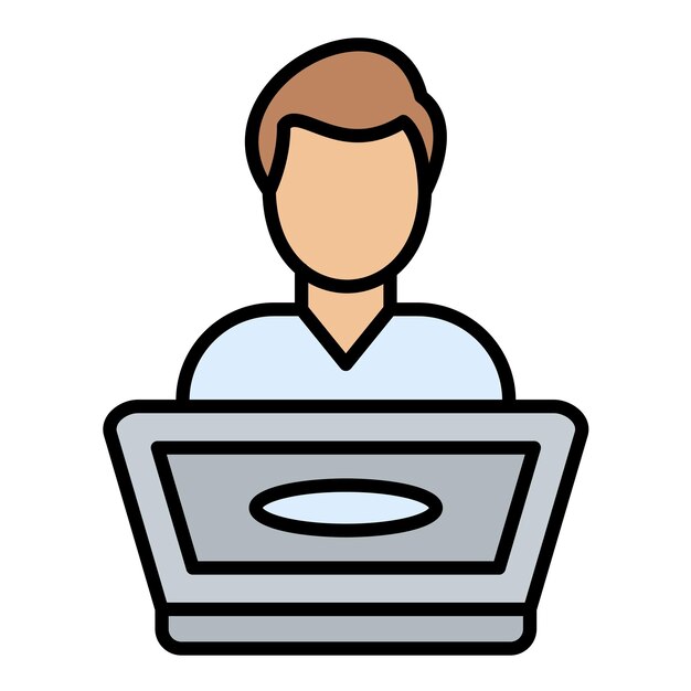 Student using Laptop Flat Illustration