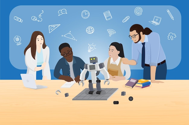 students are learning about artificial intelligence robots