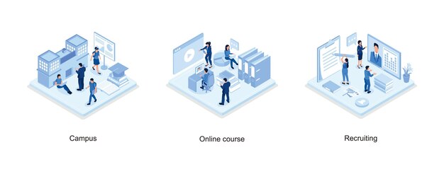 Students in university campus concept with text place, Online education concept with text place,