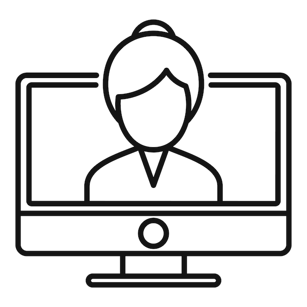 Study language online icon Outline study language online vector icon for web design isolated on white background
