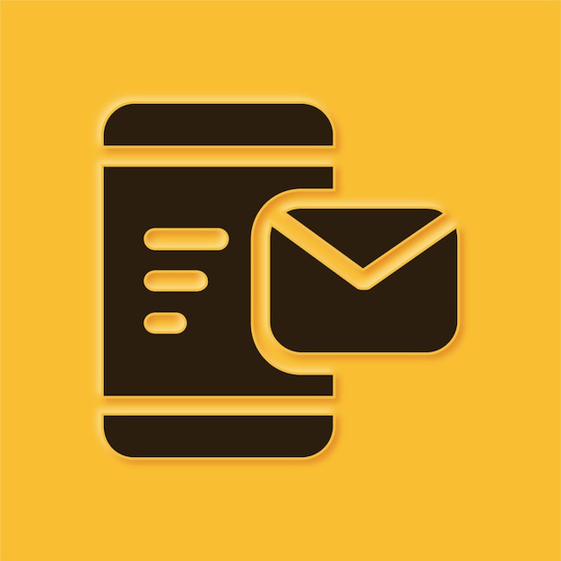 stunning embossed yellow mobile email icon