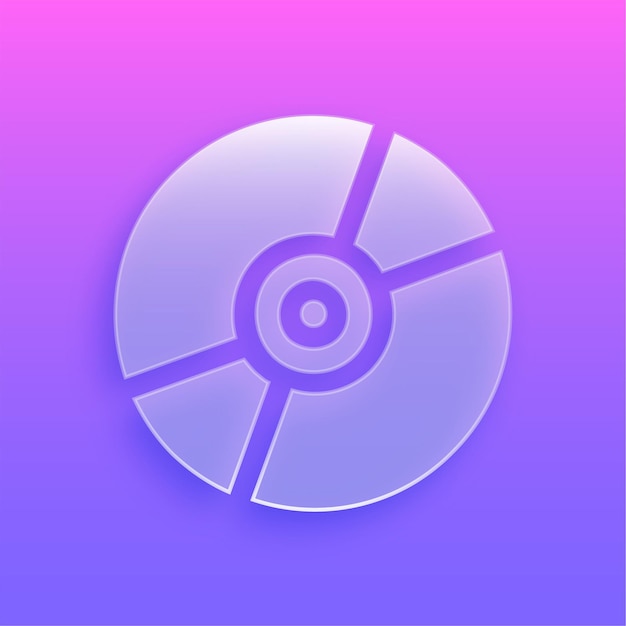 Stunning Modern Glass Morphism DJ or CD Disk Icon with Vibrant Background
