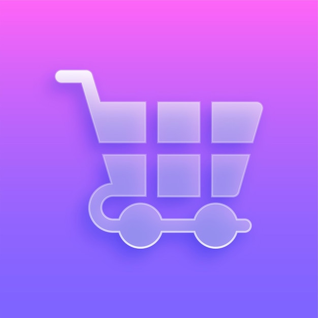 Stunning Modern Glass Morphism Shopping Chart Icon with Vibrant Background