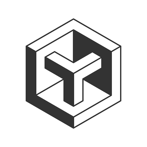 Stylish abstract vector graphic featuring a hexagonal cube with a threedimensional Yshaped inner form Ideal for modern branding web design and techrelated projects