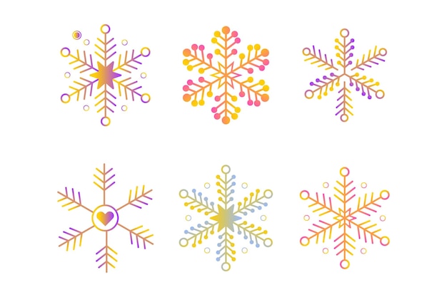 Stylish Funky Snowflakes Vector Set for Digital Art funky snowflakes vector winter elements