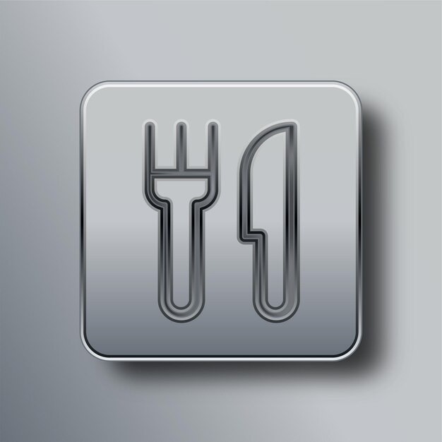 Stylish Silver Metal Food Icon with Gray Background