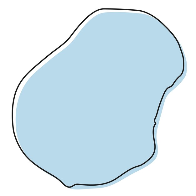 Stylized simple outline map of Nauru icon. Blue sketch map of Nauru vector illustration