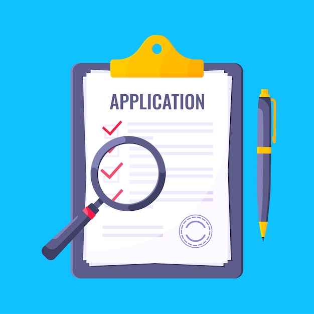 Submit application document form flat style design icon sign vector illustration