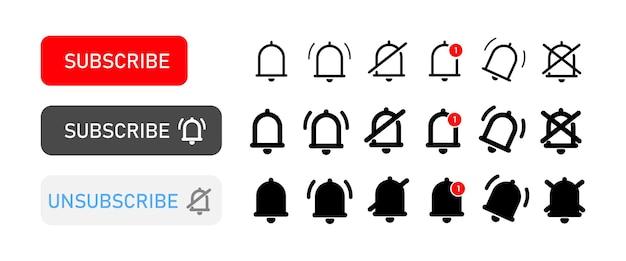 Subscibe icon set. Notification on and off. Social media concept. Vector line icon for Business and Advertising