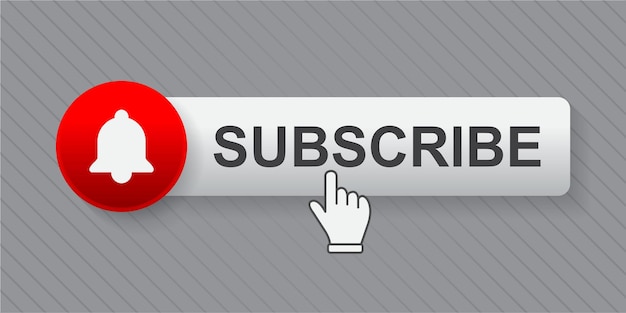 Subscribe button with hand cursor social media concept