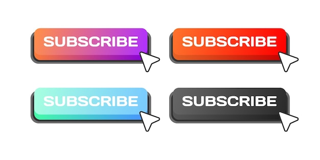 Subscribe buttons Flat color button cursor subscribe button social media mouse cursor Vector icons