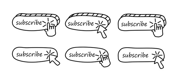 subscribe push button set of vector modern web buttons in modern color