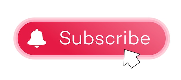 Subscribe red button with arrow cursor and notification bell modern style for channel blog vlog social media motion video marketing isolated on white background Vector 10 eps