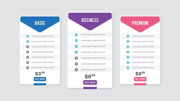 Subscription Plan Price Comparison Table Infographic Design Template