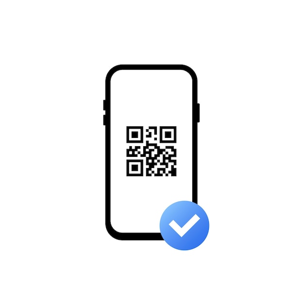 Succesful payment with barcode. QR code scanning. Mobile scans QR code. Read bar code, coding. Icon recognition or reading qr code. Flat style trend modern vector illustration