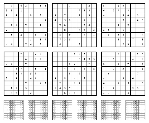 Sudoku game set with answers