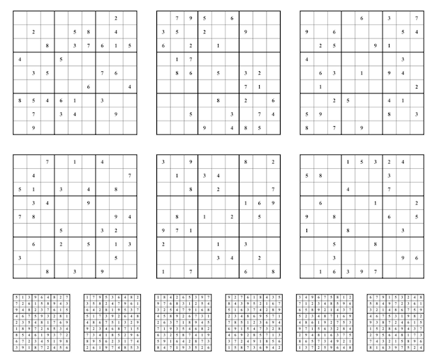 Sudoku game set with answers