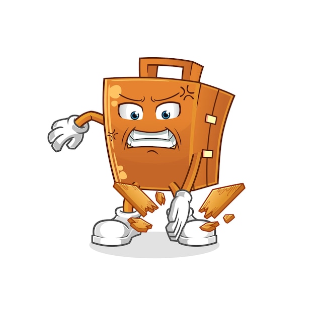 Suitcase karate mascot. cartoon vector