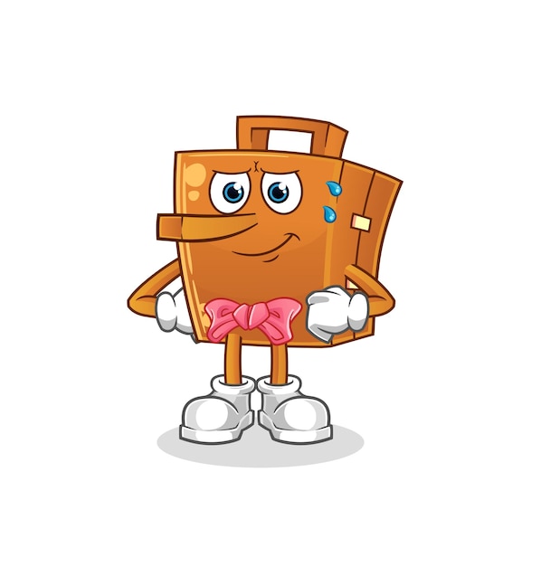 Suitcase lie like Pinocchio character. cartoon mascot vector