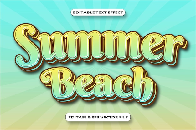 Summer Beach Editable Text Effect 3 D Emboss Style Design