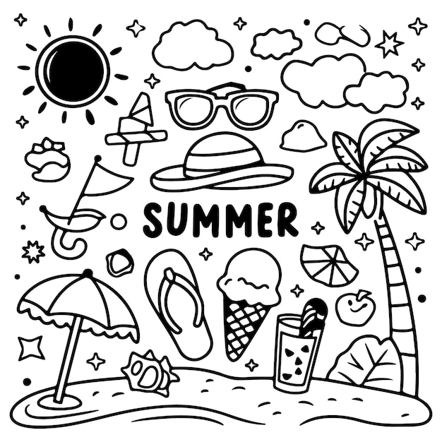 summer elements vector design