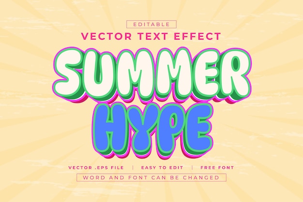 Summer Hype 3D editable text effect with vintage style