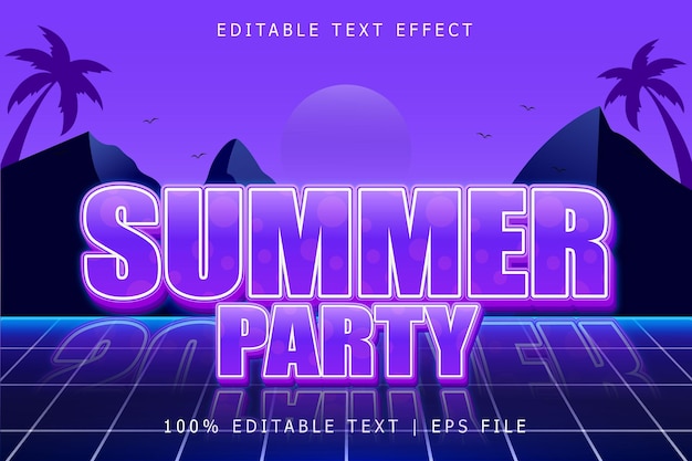 summer party editable text effect 3 dimension emboss retro style