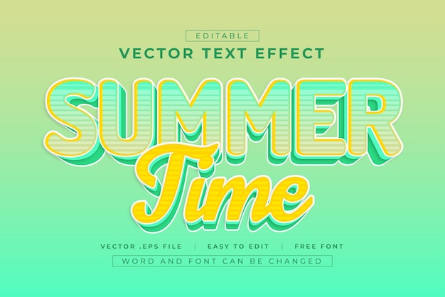 Summer Time Vector Editable 3D Text Effect Style