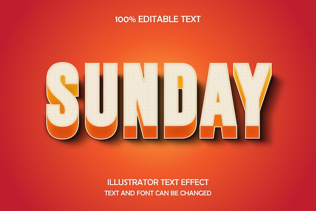 sunday,3d editable text effect modern shadow style