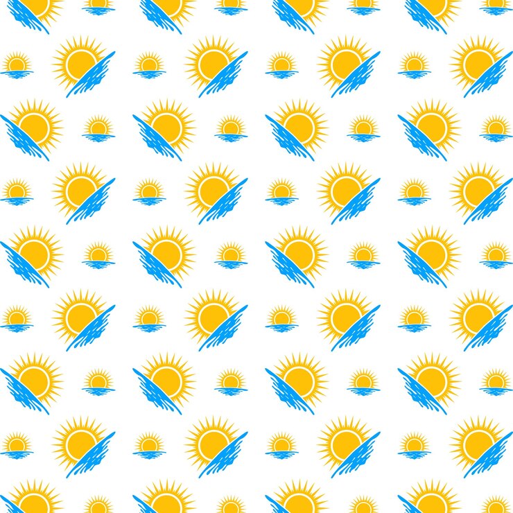 Vector sunrise beach ideal trendy multicolor repeating pattern vector illustration background design