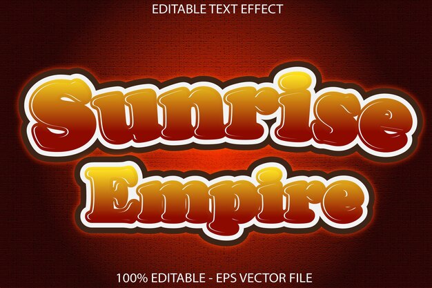 SUNRISE EMPIRE editable text effect 3d emboss style design