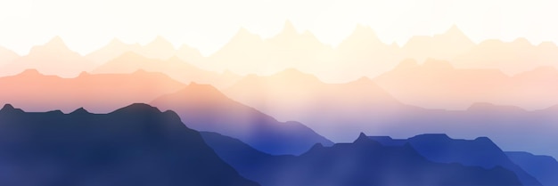 sunrise in the mountains mountain ranges in the morning haze panoramic view