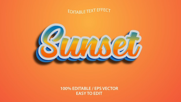 Sunset 3D text effect Premium Vector