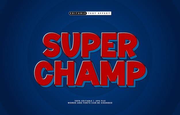 super champ editable text effect with a hero and kids text style
