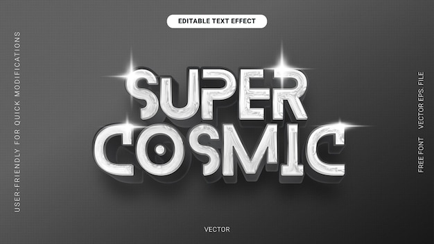 super cosmic luxury chrome editable text style for vector high quality metallic typography
