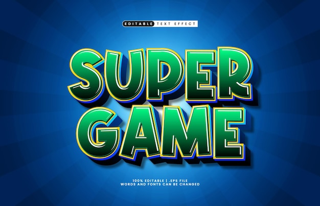 super game editable text effect with a kids and play text style
