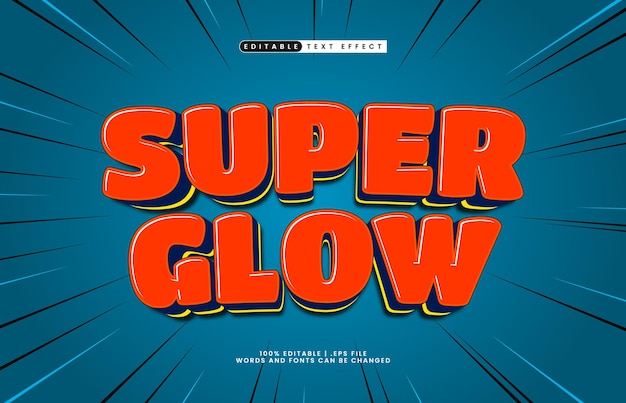 super glow editable text effect with a hero and game text style