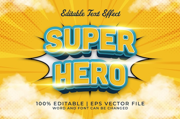 Super Hero 3d Editable Text Effect Cartoon Comic Style Premium Vector