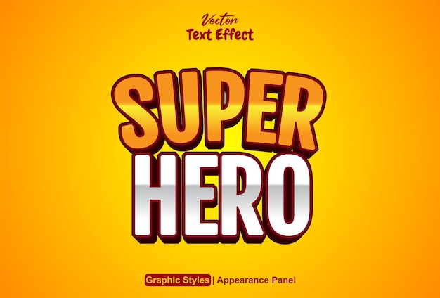 super hero text effect with orange graphic style and editable