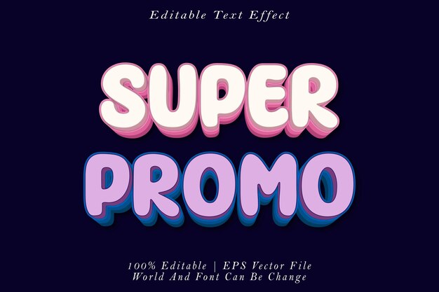 super promo editable text effect 3d emboss cartoon style